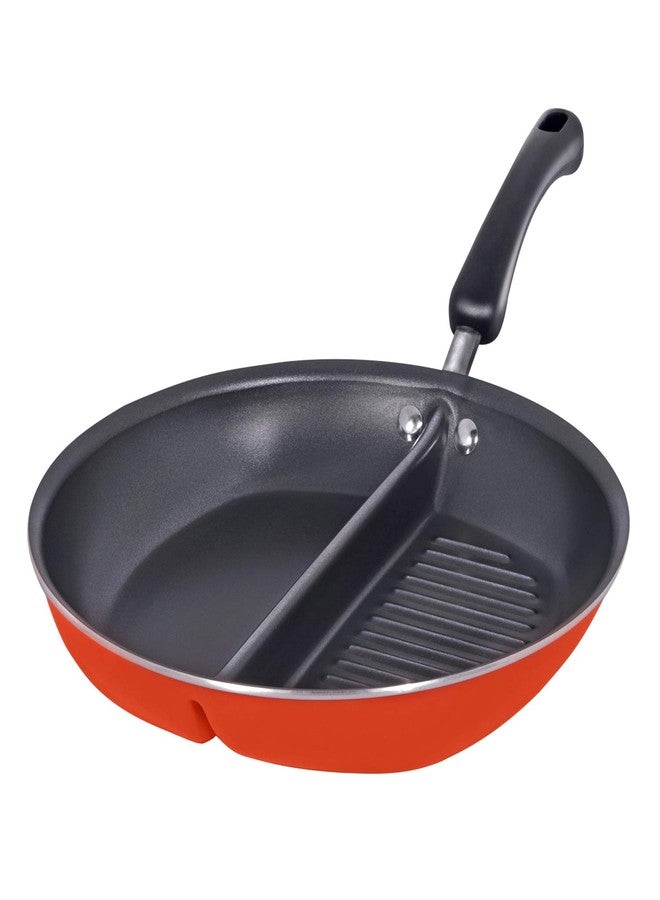 Meyer Aluminium Non-Stick 30cm Divided Twin/Breakfast/Multi-Snack Pan (Orange) - Image 5